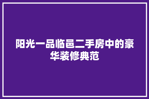 阳光一品临邑二手房中的豪华装修典范