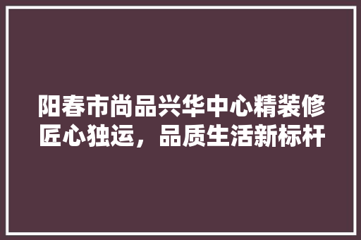 阳春市尚品兴华中心精装修匠心独运，品质生活新标杆