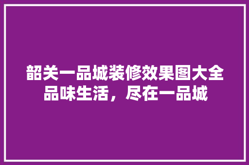 韶关一品城装修效果图大全品味生活，尽在一品城