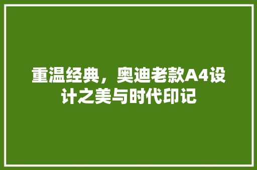 重温经典，奥迪老款A4设计之美与时代印记