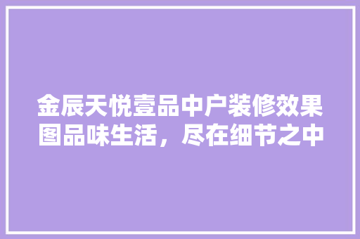 金辰天悦壹品中户装修效果图品味生活，尽在细节之中