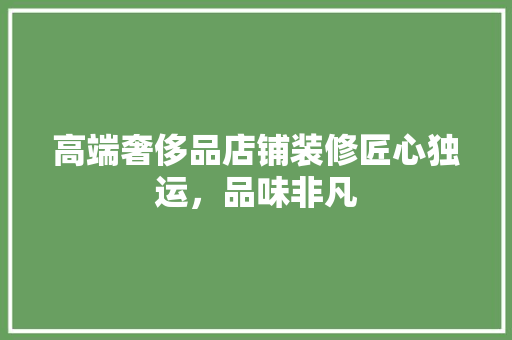 高端奢侈品店铺装修匠心独运，品味非凡