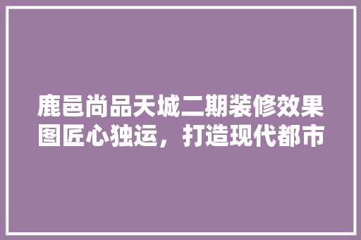 鹿邑尚品天城二期装修效果图匠心独运，打造现代都市居住典范