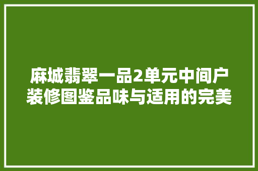 麻城翡翠一品2单元中间户装修图鉴品味与适用的完美融合
