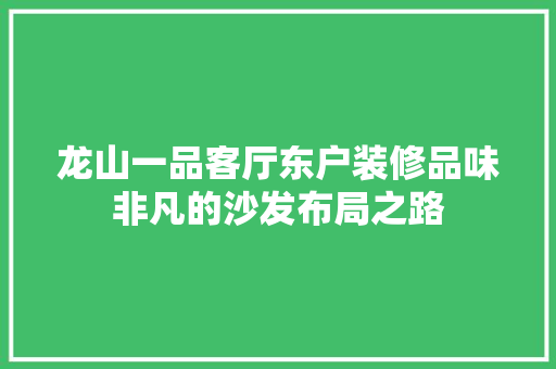 龙山一品客厅东户装修品味非凡的沙发布局之路