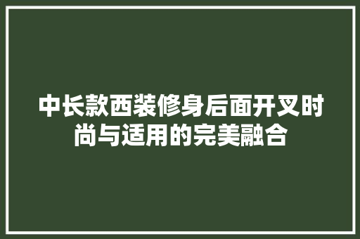 中长款西装修身后面开叉时尚与适用的完美融合