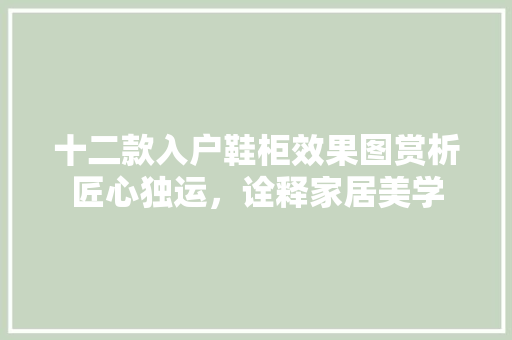 十二款入户鞋柜效果图赏析匠心独运，诠释家居美学
