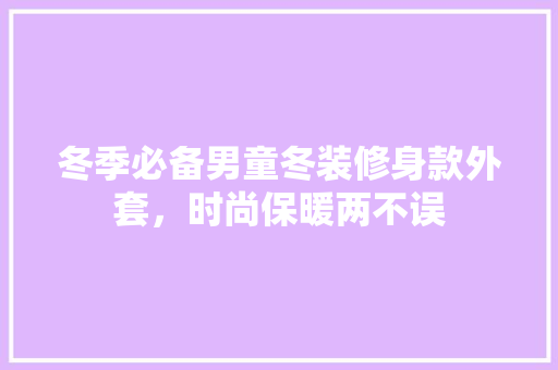 冬季必备男童冬装修身款外套，时尚保暖两不误