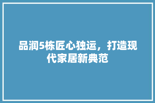 品润5栋匠心独运，打造现代家居新典范