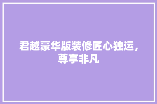 君越豪华版装修匠心独运，尊享非凡