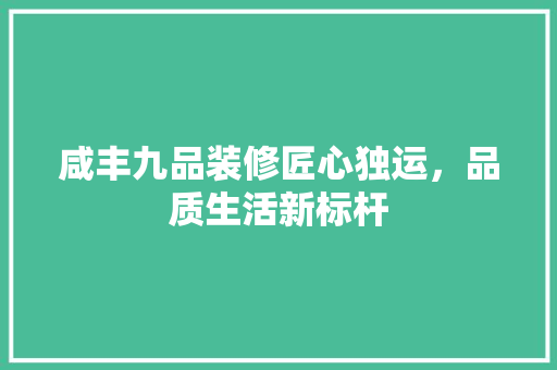 咸丰九品装修匠心独运，品质生活新标杆