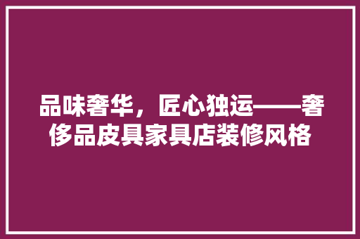 品味奢华，匠心独运——奢侈品皮具家具店装修风格