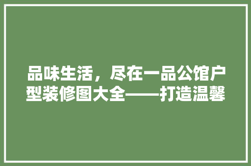 品味生活，尽在一品公馆户型装修图大全——打造温馨家居空间的艺术之旅