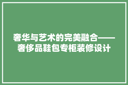 奢华与艺术的完美融合——奢侈品鞋包专柜装修设计