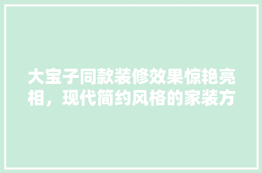 大宝子同款装修效果惊艳亮相，现代简约风格的家装方法