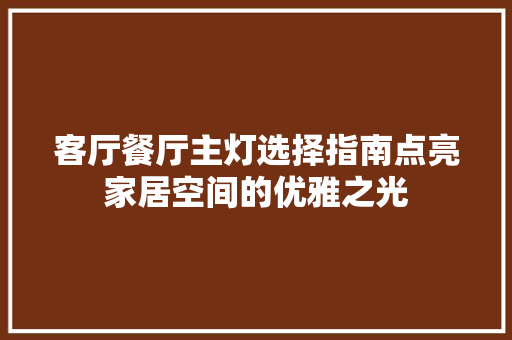 客厅餐厅主灯选择指南点亮家居空间的优雅之光