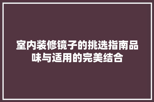 室内装修镜子的挑选指南品味与适用的完美结合