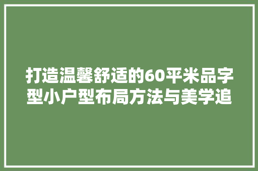 打造温馨舒适的60平米品字型小户型布局方法与美学追求