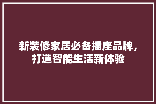 新装修家居必备插座品牌，打造智能生活新体验