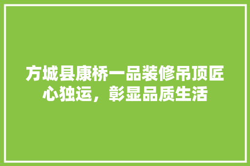方城县康桥一品装修吊顶匠心独运，彰显品质生活