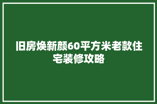 旧房焕新颜60平方米老款住宅装修攻略