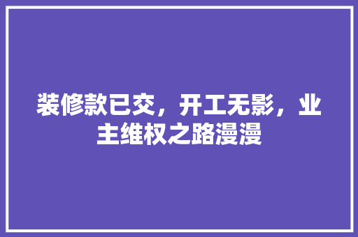 装修款已交，开工无影，业主维权之路漫漫