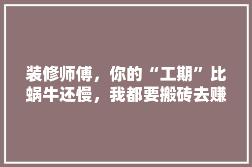 装修师傅，你的“工期”比蜗牛还慢，我都要搬砖去赚生活费了！
