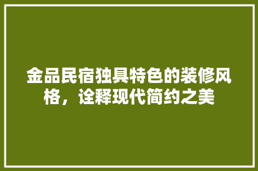 金品民宿独具特色的装修风格，诠释现代简约之美
