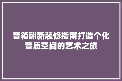 音箱翻新装修指南打造个化音质空间的艺术之旅