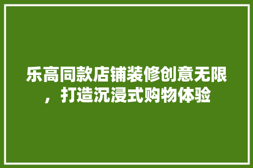 乐高同款店铺装修创意无限，打造沉浸式购物体验