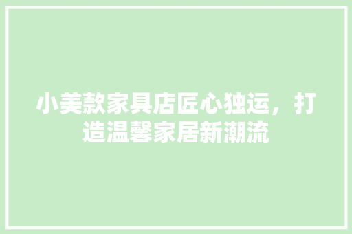 小美款家具店匠心独运，打造温馨家居新潮流
