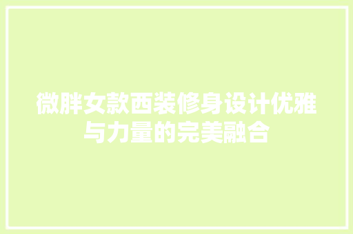 微胖女款西装修身设计优雅与力量的完美融合  第1张
