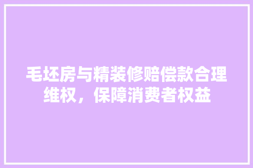 毛坯房与精装修赔偿款合理维权，保障消费者权益