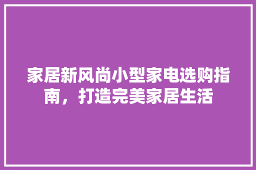 家居新风尚小型家电选购指南，打造完美家居生活  第1张