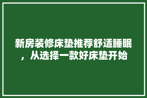 新房装修床垫推荐舒适睡眠，从选择一款好床垫开始