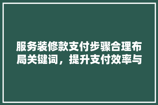 服务装修款支付步骤合理布局关键词，提升支付效率与满意度