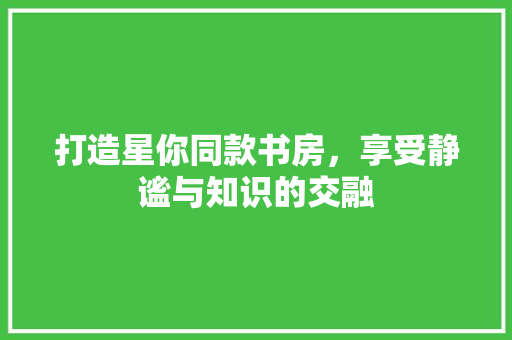 打造星你同款书房，享受静谧与知识的交融  第1张