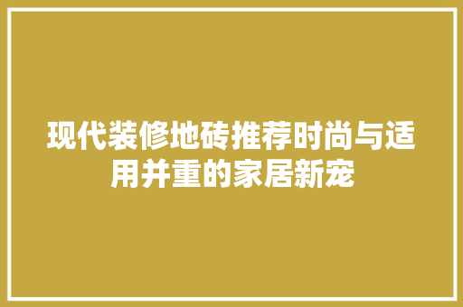 现代装修地砖推荐时尚与适用并重的家居新宠  第1张