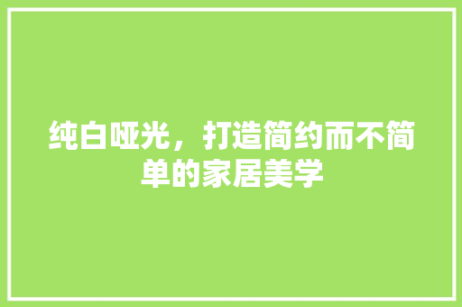 纯白哑光，打造简约而不简单的家居美学
