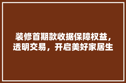 装修首期款收据保障权益，透明交易，开启美好家居生活