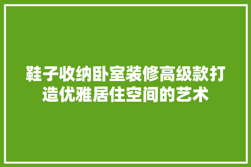 鞋子收纳卧室装修高级款打造优雅居住空间的艺术