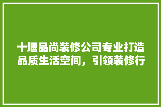 十堰品尚装修公司专业打造品质生活空间，引领装修行业新潮流