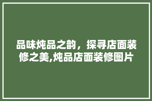 品味炖品之韵，探寻店面装修之美,炖品店面装修图片赏析