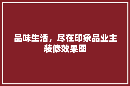 品味生活，尽在印象品业主装修效果图