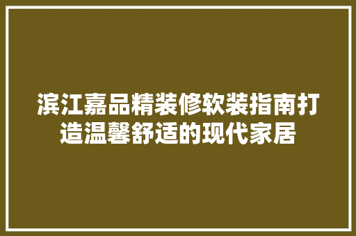 滨江嘉品精装修软装指南打造温馨舒适的现代家居