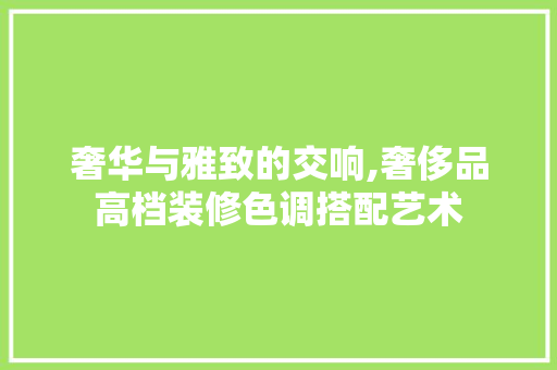奢华与雅致的交响,奢侈品高档装修色调搭配艺术