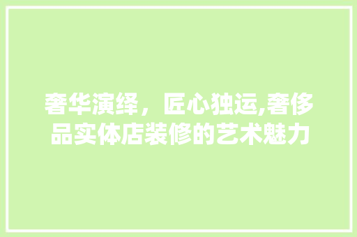 奢华演绎，匠心独运,奢侈品实体店装修的艺术魅力