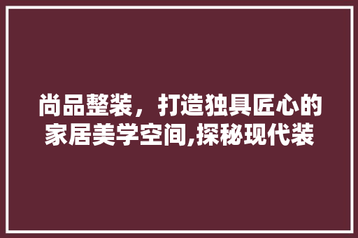 尚品整装，打造独具匠心的家居美学空间,探秘现代装修风格图