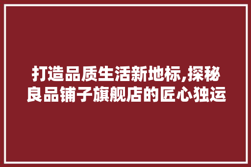 打造品质生活新地标,探秘良品铺子旗舰店的匠心独运