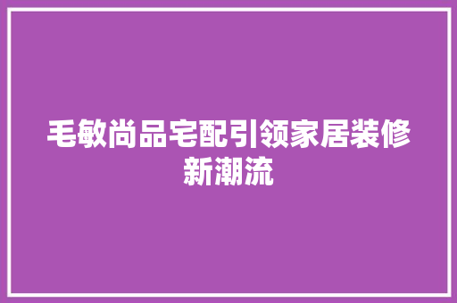 毛敏尚品宅配引领家居装修新潮流